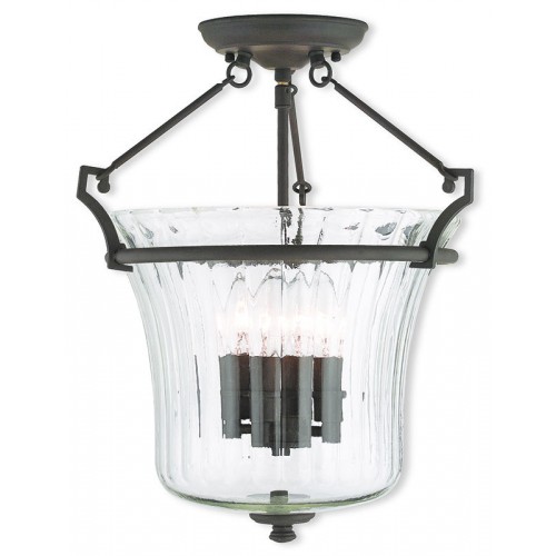 Livex Lighting 50921-07 Bronze Flush Mount with Fluted Clear Glass 